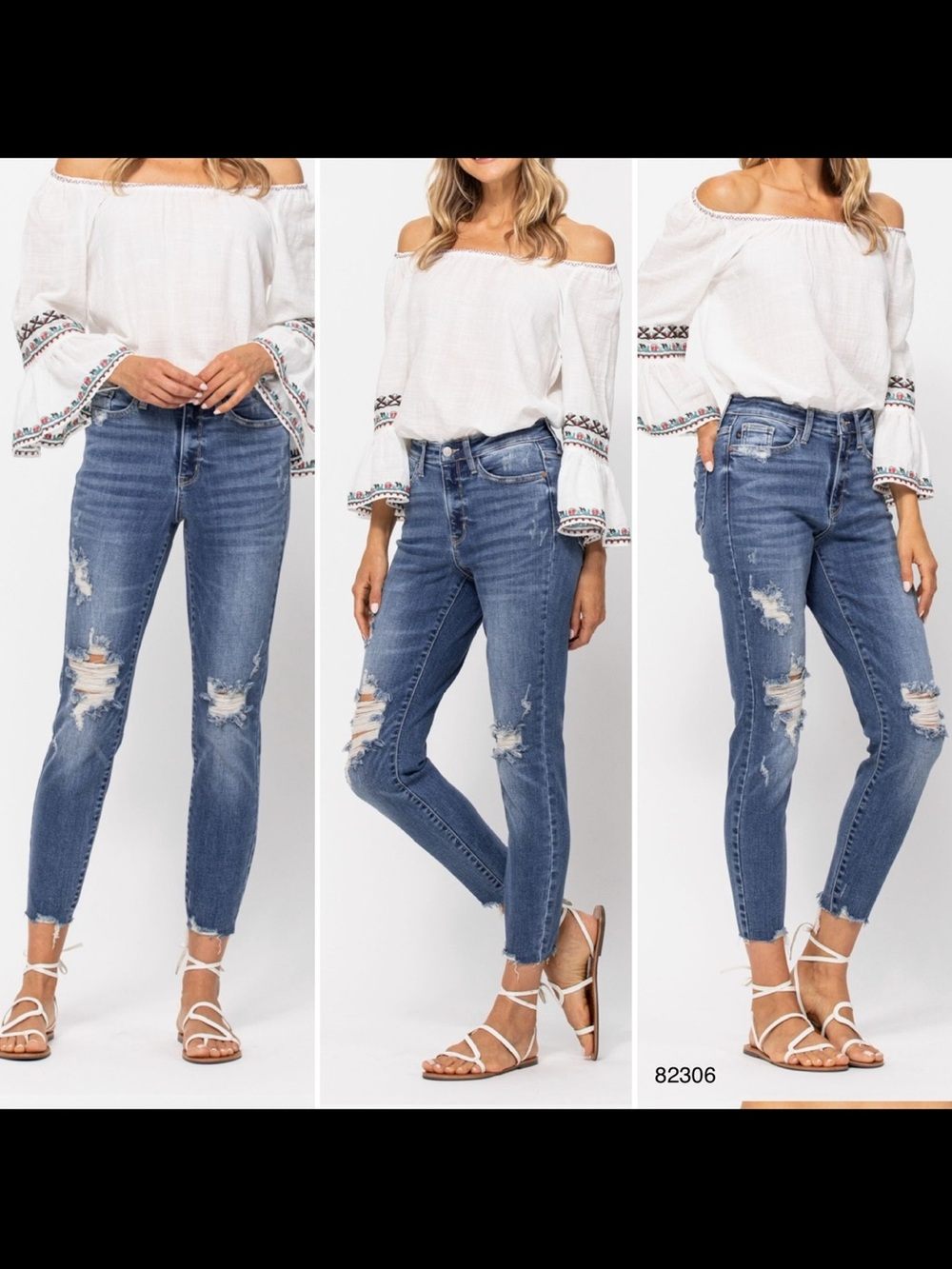 Judy  lue Distressed relaxed fit Jeans - Blue